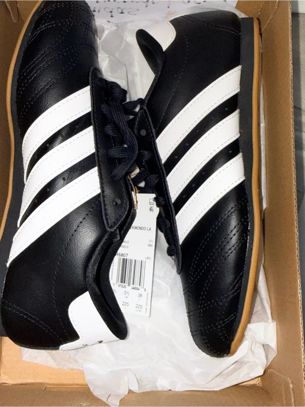 adidas Taekwondo Lace Black White Gum Shoes US 4 NEW